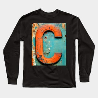 Rusty Letter C Antique Monogram Letter C Initial Alphabet Long Sleeve T-Shirt